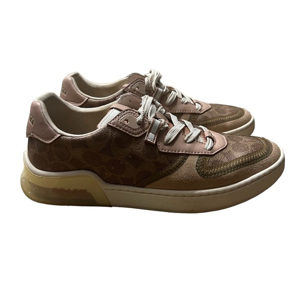 COACH CitySole Signature Print Court Trainers in Tan and Blush Size 9.5 - Picture 3 of 10